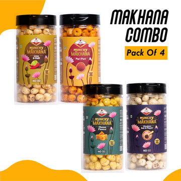Makhana Pack Of 4 x 75gm - Cheese, Peri Peri, Lime N Chilli, Himalayan Salt & Pepper
