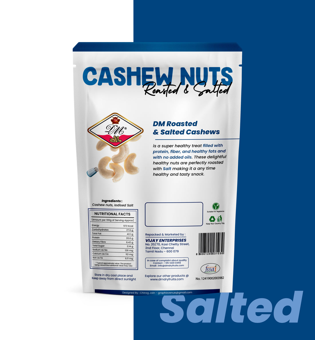 Cashew Nuts - Salted & Roasted - 100g